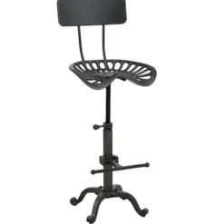 PROREGAL Barhocker Sitzhöhe 50-64cm höhenverstellbar drehbar Fußablage Industrial Metall Schwarz-silber Barstuhl Tresenhocker