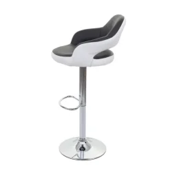 PROREGAL Barhocker stylisch Sitzhöhe 61-81cm mit Lehne Kunstleder Schwarz-Weiß Barstuhl Tresenhocker Drehhocker