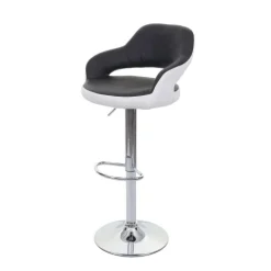 PROREGAL Barhocker stylisch Sitzhöhe 61-81cm mit Lehne Kunstleder Schwarz-Weiß Barstuhl Tresenhocker Drehhocker