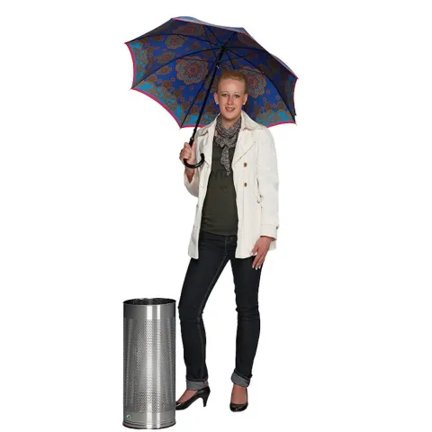 PROREGAL Dekorativer Schirmständer Gelocht HxBxT 61 x 27 x 27 cm Edelstahl Grau
