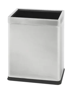 PROREGAL Doppelwandiger Eckiger Edelstahl Papierkorb 10 Liter HxBxT 27,5 x 16,5 x 22,5 cm Silber