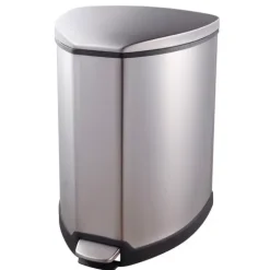 PROREGAL Dreieckiger Treteimer Mit KunstoffInneneimer & Gedämpft Schließendem Deckel 25 Liter HxBxT 50,7 x 36 x 37 cm Silber