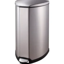 PROREGAL Dreieckiger Treteimer Mit KunstoffInneneimer & Gedämpft Schließendem Deckel 35 Liter HxBxT 65 x 36 x 37 cm Silber