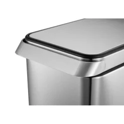 PROREGAL Eleganter Abfalleimer Aus Gebürstetem Edelstahl Mit Touch Bar 30 Liter HxBxT 62,3 x 26 x 40,8 cm Silber