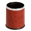 PROREGAL Eleganter Doppelwandiger Papierkorb In Lederoptik 10 Liter HxØ 27,5 x 22,5 cm Rand Aus Mattem Edelstahl Bordeaux