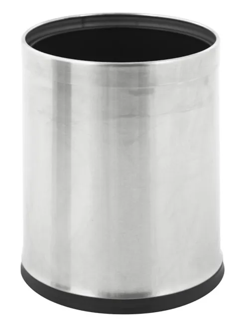 PROREGAL Eleganter Doppelwandiger Papierkorb Aus Edelstahl 10 Liter HxØ 27,5 x 22,5 cm Matt Edelstahl