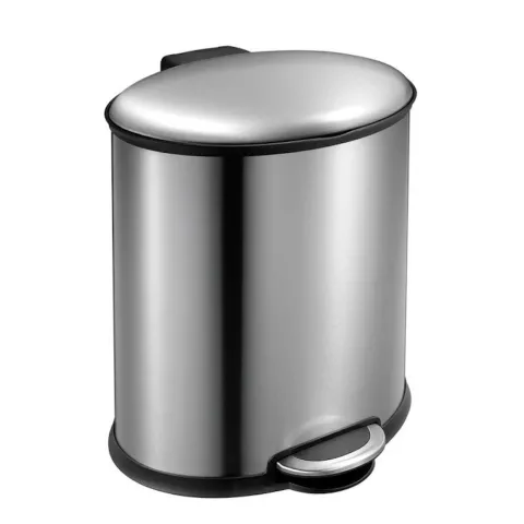 PROREGAL Ellipsenförmiger Treteimer Aus Gebürstetem Edelstahl 20 Liter HxBxT 44,8 x 32,5 x 35,6 cm Silber