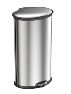 PROREGAL Ellipsenförmiger Treteimer Aus Gebürstetem Edelstahl 30 Liter HxBxT 65,3 x 32,5 x 35,6 cm Silber