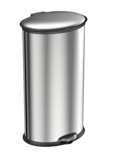 PROREGAL Ellipsenförmiger Treteimer Aus Gebürstetem Edelstahl 30 Liter HxBxT 65,3 x 32,5 x 35,6 cm Silber