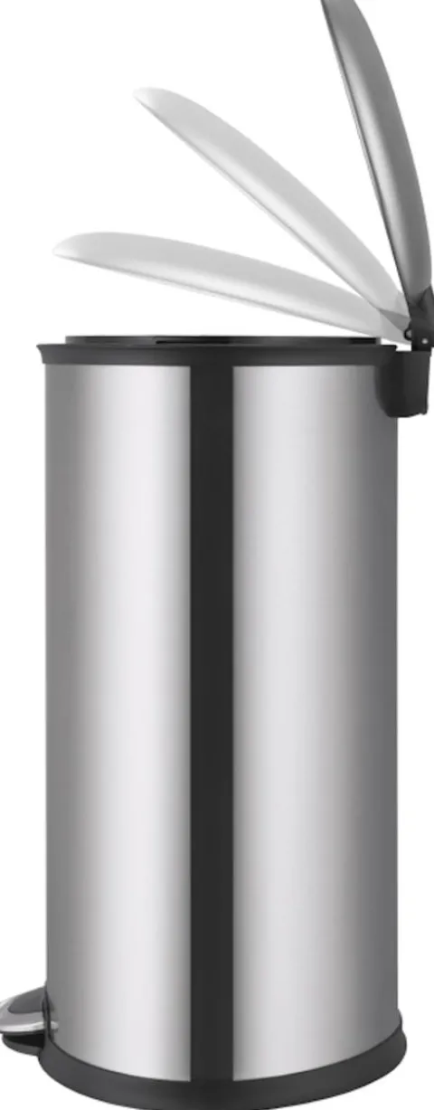 PROREGAL Ellipsenförmiger Treteimer Aus Gebürstetem Edelstahl 30 Liter HxBxT 65,3 x 32,5 x 35,6 cm Silber