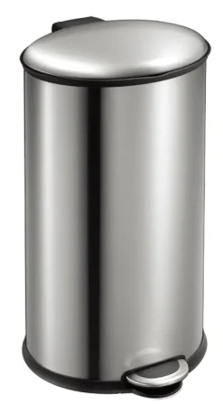 PROREGAL Ellipsenförmiger Treteimer Aus Gebürstetem Edelstahl 40 Liter HxBxT 68 x 35,5 x 39,6 cm Silber