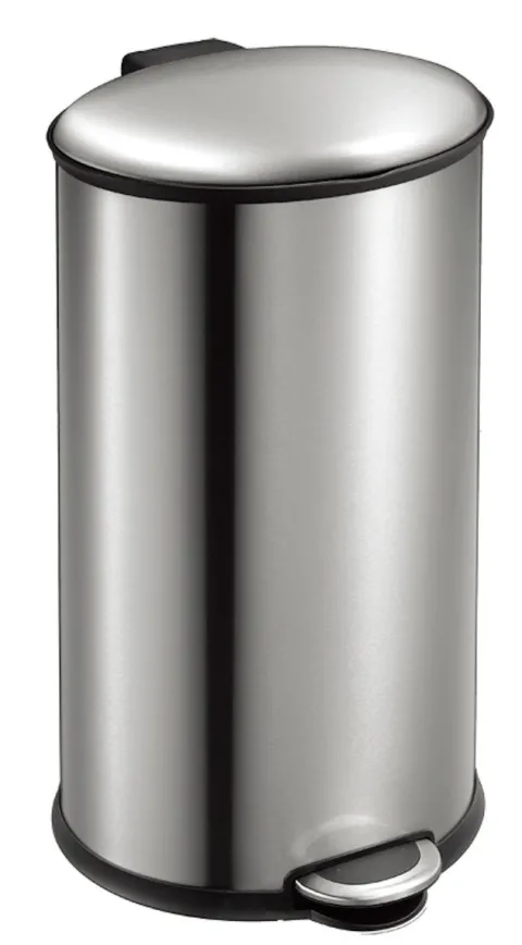 PROREGAL Ellipsenförmiger Treteimer Aus Gebürstetem Edelstahl 40 Liter HxBxT 68 x 35,5 x 39,6 cm Silber
