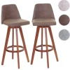 PROREGAL 2er-Set Barhocker drehbar mit Lehne Sitzhöhe 73cm Holz Textil drehbar Vintage Braun helle Beine Barstuhl Tresenhocker