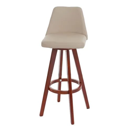 PROREGAL 2er-Set Barhocker drehbar mit Lehne Sitzhöhe 72cm Holz Kunstleder drehbar| Creme Barstuhl Tresenhocker