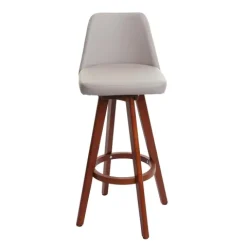 PROREGAL 2er-Set Barhocker drehbar mit Lehne Sitzhöhe 72cm Holz Kunstleder drehbar| Taupe Barstuhl Tresenhocker