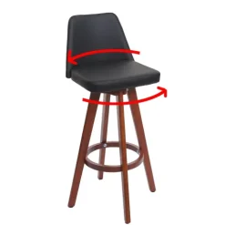 PROREGAL 2er-Set Barhocker drehbar mit Lehne Sitzhöhe 72cm Holz Kunstleder drehbar| Schwarz Barstuhl Tresenhocker