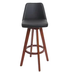 PROREGAL 2er-Set Barhocker drehbar mit Lehne Sitzhöhe 72cm Holz Kunstleder drehbar| Schwarz Barstuhl Tresenhocker