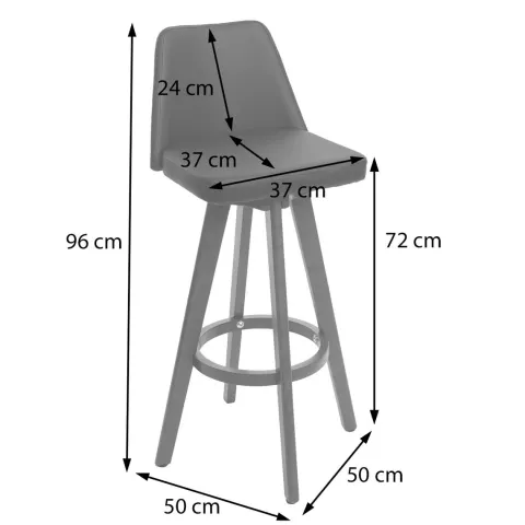 PROREGAL 2er-Set Barhocker drehbar mit Lehne Sitzhöhe 72cm Holz Kunstleder drehbar| Schwarz Barstuhl Tresenhocker