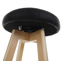 PROREGAL 2er-Set Barhocker drehbar und einfach Sitzhöhe 67cm Holz Kunstleder drehbar Schwarz helle Beine Barstuhl Tresenhocker