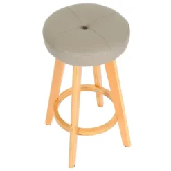 PROREGAL 2er-Set Barhocker drehbar und einfach Sitzhöhe 67cm Holz Kunstleder drehbar Taupe helle Beine Barstuhl Tresenhocker
