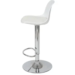 PROREGAL 2er-Set Barhocker, einfach Sitzhöhe 60-80cm Kunstleder Weiß| Tresenhocker Barstuhl Drehhocker
