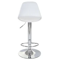 PROREGAL 2er-Set Barhocker, einfach Sitzhöhe 60-80cm Kunstleder Weiß| Tresenhocker Barstuhl Drehhocker