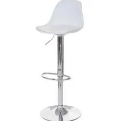 PROREGAL 2er-Set Barhocker, einfach Sitzhöhe 60-80cm Kunstleder Weiß| Tresenhocker Barstuhl Drehhocker