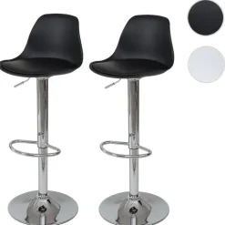 PROREGAL 2er-Set Barhocker, einfach Sitzhöhe 60-80cm Kunstleder Weiß| Tresenhocker Barstuhl Drehhocker