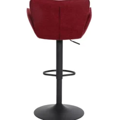 PROREGAL 2er-Set Barhocker gepolstert mit Lehne, Sitzhöhe 66-90cm, mit Armlehne Fußablage drehbar Stoff/Textil Eisen, Bordeaux Fuß Schwarz, Barstuhl