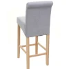 PROREGAL 2er-Set Barhocker gepolstert mit Lehne Sitzhöhe 75cm Holz Hellgrau helle Beine Stoff/Textil Barstuhl Tresenhocker