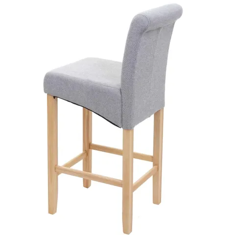 PROREGAL 2er-Set Barhocker gepolstert mit Lehne Sitzhöhe 75cm Holz Hellgrau helle Beine Stoff/Textil Barstuhl Tresenhocker