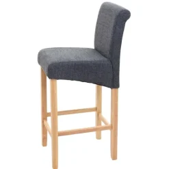 PROREGAL 2er-Set Barhocker gepolstert mit Lehne Sitzhöhe 75cm Holz Dunkelgrau helle Beine Stoff/Textil Barstuhl Tresenhocker