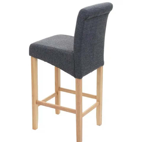 PROREGAL 2er-Set Barhocker gepolstert mit Lehne Sitzhöhe 75cm Holz Dunkelgrau helle Beine Stoff/Textil Barstuhl Tresenhocker