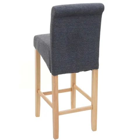 PROREGAL 2er-Set Barhocker gepolstert mit Lehne Sitzhöhe 75cm Holz Dunkelgrau helle Beine Stoff/Textil Barstuhl Tresenhocker