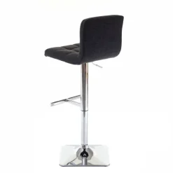PROREGAL 2er-Set Barhocker gepolstert und höhenverstellbar mit Lehne, Sitzhöhe 63-84cm, mit Lehne drehbar, Stoff/Textil Dunkelgrau, Chromfuß, Barstuhl