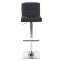 PROREGAL 2er-Set Barhocker gepolstert und höhenverstellbar mit Lehne, Sitzhöhe 63-84cm, mit Lehne drehbar, Stoff/Textil Dunkelgrau, Chromfuß, Barstuhl