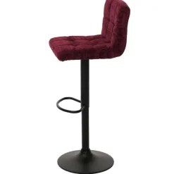 PROREGAL 2er-Set Barhocker gepolstert mit Lehne Sitzhöhe 63-83cm höhenverstellbar drehbar Stoff Chenille Bordeaux| Tresenhocker Barstuhl