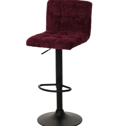 PROREGAL 2er-Set Barhocker gepolstert mit Lehne Sitzhöhe 63-83cm höhenverstellbar drehbar Stoff Chenille Bordeaux| Tresenhocker Barstuhl