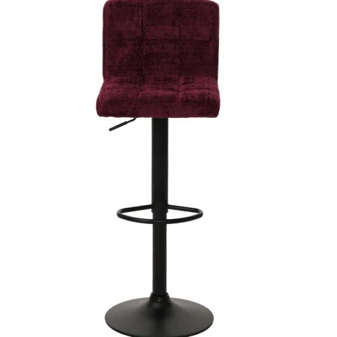 PROREGAL 2er-Set Barhocker gepolstert mit Lehne Sitzhöhe 63-83cm höhenverstellbar drehbar Stoff Chenille Bordeaux| Tresenhocker Barstuhl