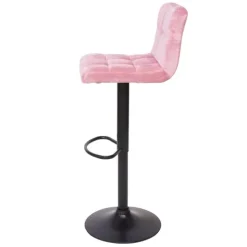 PROREGAL 2er-Set Barhocker gepolstert mit Lehne Sitzhöhe 63-87cm höhenverstellbar Samt Rosa Fuß Schwarz| Tresenhocker Barstuhl