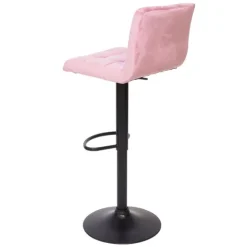 PROREGAL 2er-Set Barhocker gepolstert mit Lehne Sitzhöhe 63-87cm höhenverstellbar Samt Rosa Fuß Schwarz| Tresenhocker Barstuhl