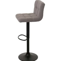 PROREGAL 2er-Set Barhocker gepolstert mit Lehne Sitzhöhe 63-83cm höhenverstellbar drehbar Stoff Boucle Grau| Tresenhocker Barstuhl