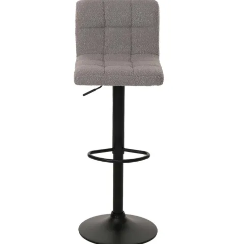 PROREGAL 2er-Set Barhocker gepolstert mit Lehne Sitzhöhe 63-83cm höhenverstellbar drehbar Stoff Boucle Grau| Tresenhocker Barstuhl