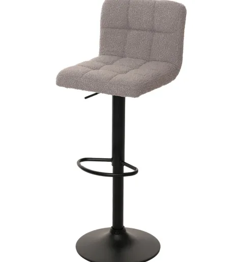 PROREGAL 2er-Set Barhocker gepolstert mit Lehne Sitzhöhe 63-83cm höhenverstellbar drehbar Stoff Boucle Grau| Tresenhocker Barstuhl