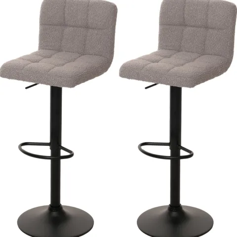 PROREGAL 2er-Set Barhocker gepolstert mit Lehne Sitzhöhe 63-83cm höhenverstellbar drehbar Stoff Boucle Grau| Tresenhocker Barstuhl