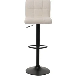 PROREGAL 2er-Set Barhocker gepolstert mit Lehne Sitzhöhe 63-83cm höhenverstellbar drehbar Stoff Boucle Creme-Beige| Tresenhocker Barstuhl
