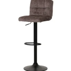 PROREGAL 2er-Set Barhocker gepolstert mit Lehne Sitzhöhe 63-83cm höhenverstellbar drehbar Stoff Chenille Braun| Tresenhocker Barstuhl