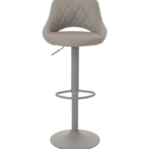 PROREGAL 2er-Set Barhocker gepolstert mit Lehne Sitzhöhe 60-82cm Fußablage drehbar Kunstleder Metall Grau Barstuhl Tresenhocker