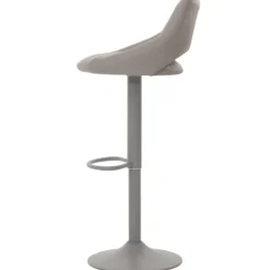 PROREGAL 2er-Set Barhocker gepolstert mit Lehne Sitzhöhe 60-82cm Fußablage drehbar Kunstleder Metall Grau Barstuhl Tresenhocker
