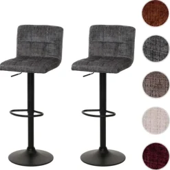 PROREGAL 2er-Set Barhocker gepolstert mit Lehne Sitzhöhe 63-83cm höhenverstellbar drehbar Stoff Chenille terracotta| Tresenhocker Barstuhl